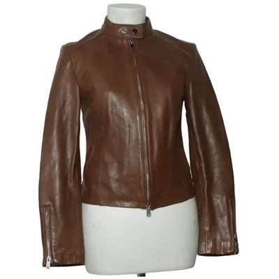 Leather jacket (Brown) from Mango Leather, Polyester
