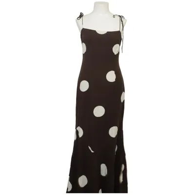 Klänning (Brun, Vit) från Adoore Linne, Polyester, Viskos