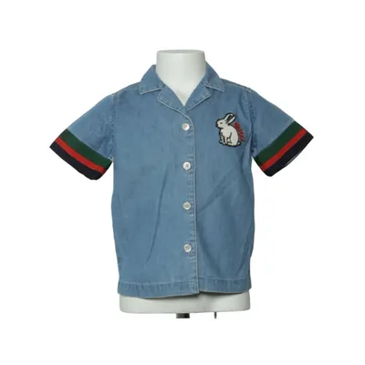 Kortärmad skjorta (Blå, Flerfärgad) från Gucci Akryl, Bomull, Polyester, Ull