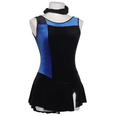 Konståkningsklänning (Svart, Blå) Elastan, Nylon