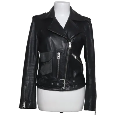 Bikerjakke (Sort) fra Allsaints Bomuld, Læder, Polyester, Viscose