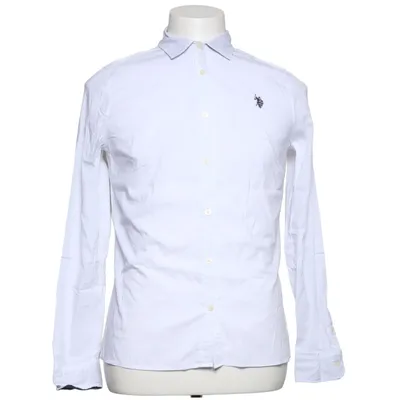 Overhemd (Wit, Blauw) van U.S. Polo Assn. Katoen, Elastaan, Polyamide