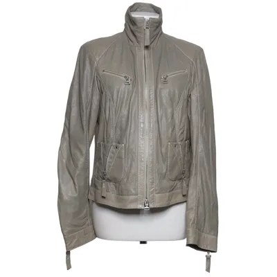 Læderjakke (Beige) fra Biba Læder, Polyester