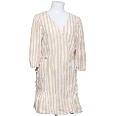 Wrap dress (Beige, White) from Edited Cotton, Linen