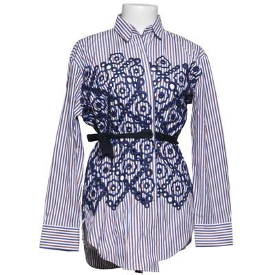 Wrap blouse (Blue, Brown, White) from Sandro Cotton, Polyester
