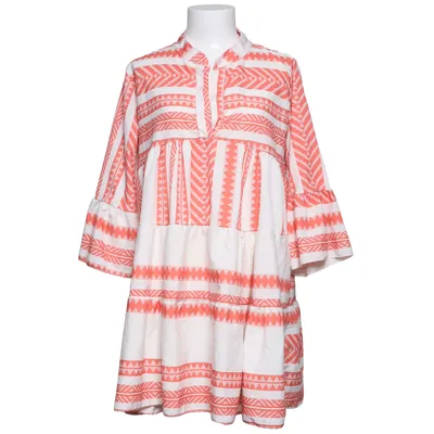 Dress (White, Orange) from Mioni Elastane, Polyester, Viscose