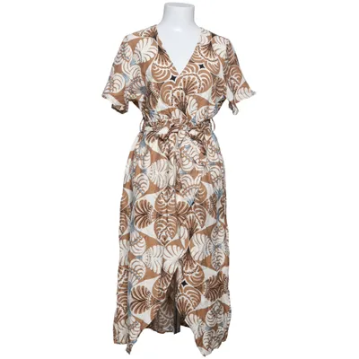Dress (Brown, White, Blue) from Y & D Cotton, Linen, Viscose