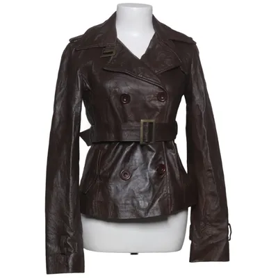 Leather jacket (Brown) from Stradivarius Leather, Polyester