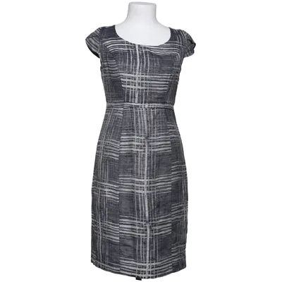Dress (Gray, White) from Minuet Petite Linen, Polyester, Viscose