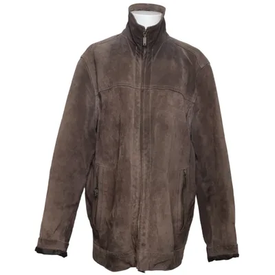 Læderfrakke (Brun) fra Redwood Polyester, Ruskind