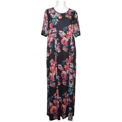Maxi jurk (Zwart, Meerkleurig) van Ulla Popken Elastaan, Polyester