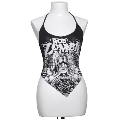 Halternecktopp (Svart, Vit) från Killstar Elastan, Viskos