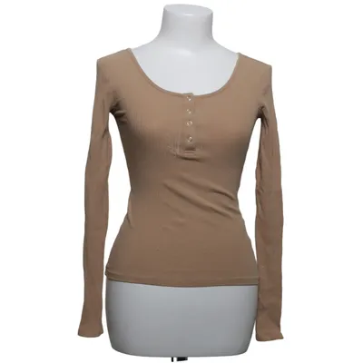 Henley Shirt (Beige) von Pieces Elasthan, Bio-Baumwolle