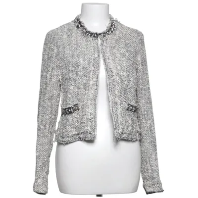 Cardigan (Gris, Blanc) de Rebecca Taylor Acrylique, Coton, Élasthane, Polyamide, Soie, Viscose