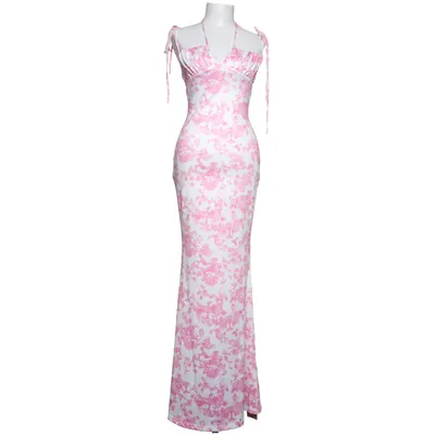 Maxikjole (Pink, Hvid) fra Marthea Elastan, Polyester