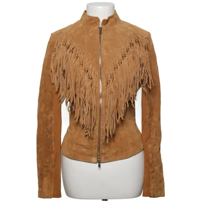 Leren jack (Bruin) van Goosecraft Elastaan, Leer, Polyester, Viscose