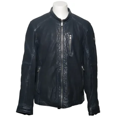 Veste en cuir (Bleu) de Jilani Collection