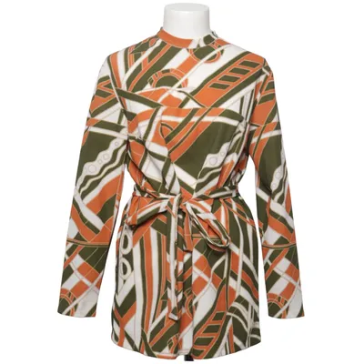 Slå-om bluse (Grøn, Orange, Hvid) fra Trevira Polyester