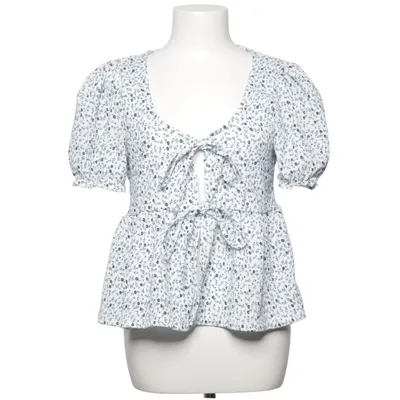 Slå-om bluse (Hvid, Blå) fra Gina Tricot Elastan, Polyester
