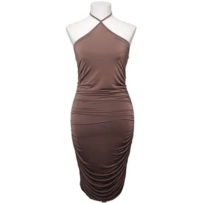 Halterneck dress (Brown) from Bik Bok Elastane, Polyester