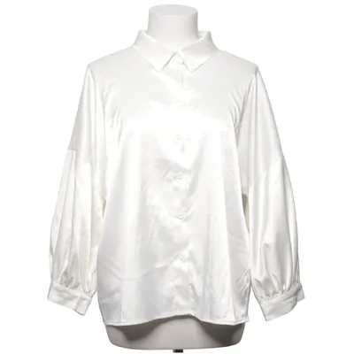 Bluse (Puff Sleeve Satin Blouse) fra NA-KD Elastan, Polyester