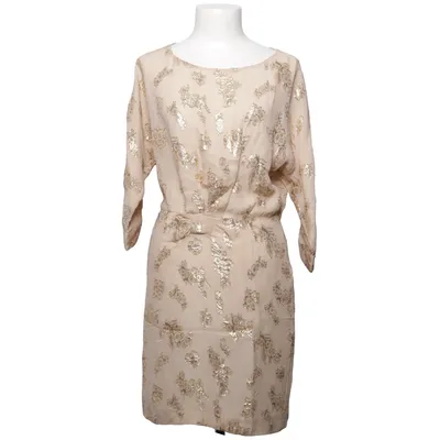 Robe (Beige, Or) de Masscob Lin, Soie