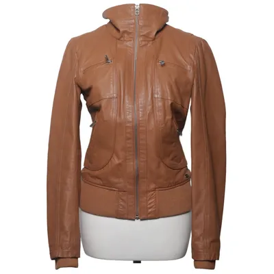 Læderjakke (Brun) fra ONLY Læder, Polyester