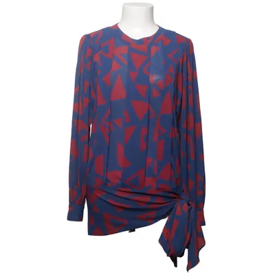 Dress (Blue, Red) from Jean Claire Acetate, Polyester