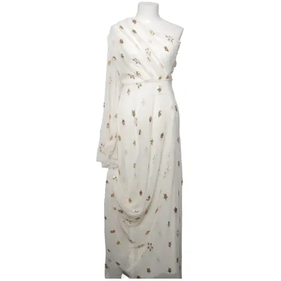 Robe longue (Blanc, Or) de Maja Nilsson Lindelöf x Gina Tricot Élasthane, Polyester