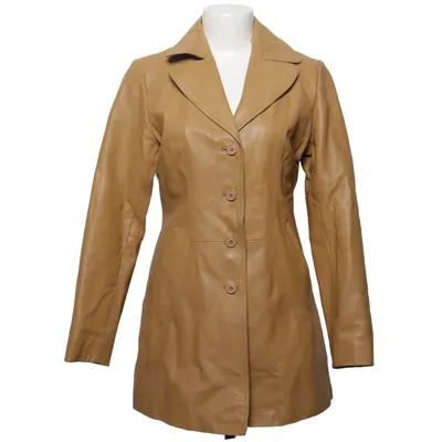 Veste longue en cuir (Beige) de Saki Cuir, Polyester