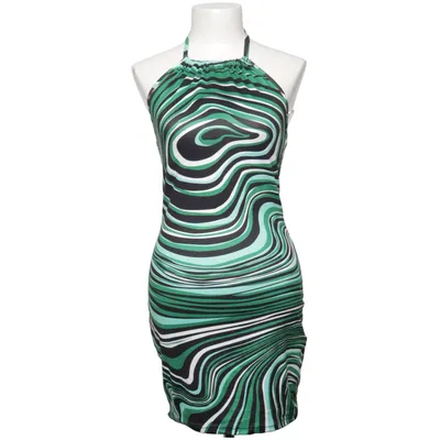 Halternek jurk (Groen, Zwart, Wit) van Shein Elastaan, Polyester