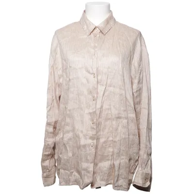 Shirt (Beige, Bruin) van Zara Linnen, Zijde