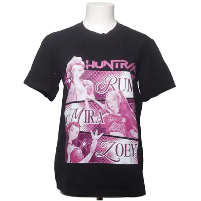 T-shirt (Zwart, Roze) van Fashion Katoen