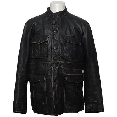 Leren jack (Zwart) van Zara Man Katoen, Leer, Polyester