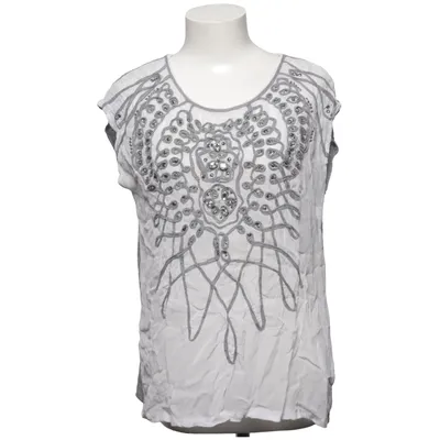 Top (Gray, White) from Cream Viscose