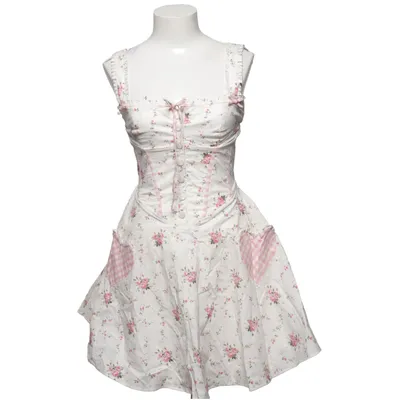 Kjole (Hvid, Pink) fra House of CB Bomuld, Elastan
