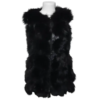 Veste en fourrure (Noir) de Hollies Coton, Fourrure de renard, Polyester, Polyuréthane