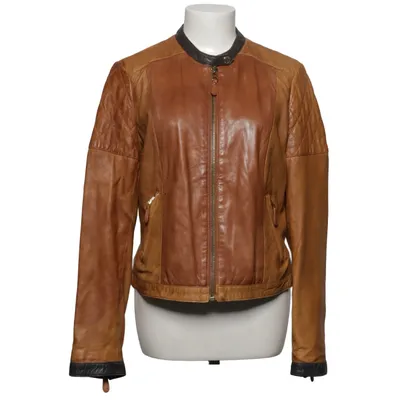 Läderjacka (Brun) från Massimo Dutti Bomull, Skinn, Polyester