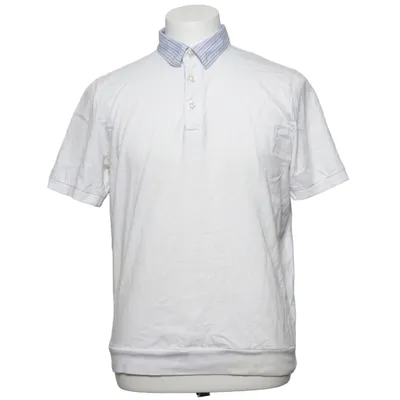 Polo (Blanc, Bleu) de The Monaco Cashmere Collection Cachemire, Coton