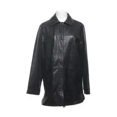 Leren jack (Zwart) van Elements Leer, Polyester