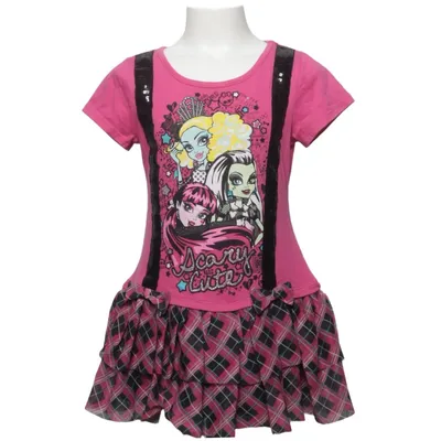 Dress (Pink, Black, Multicolored) from Monster High Cotton, Polyester