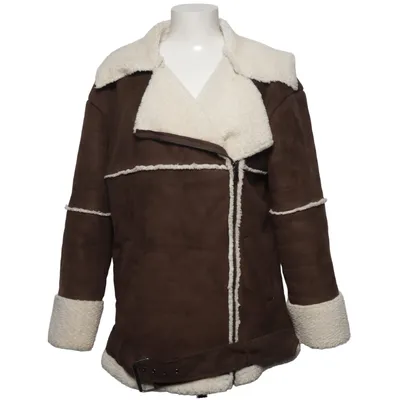 Shearling jas (Bruin, Wit) van Karo Kauer x NA-KD Imitatiebont, Polyester