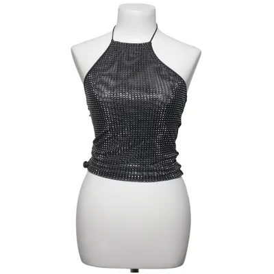 Neckholder Top (Schwarz, Silber) von Zara