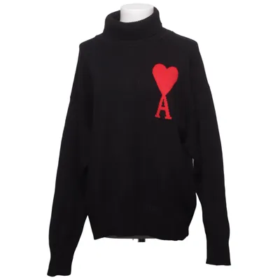 Turtleneck (Sort, Rød) fra AMI Paris Økologisk bomuld, Uld