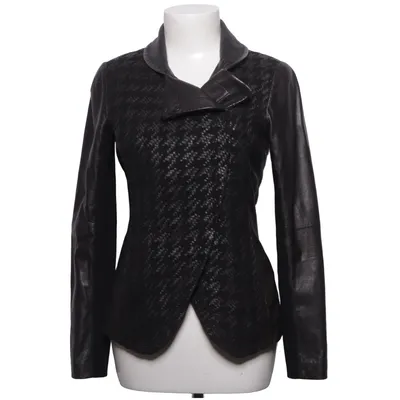 Veste en cuir (Noir) de Giorgio Armani Cuir, Polyester, Viscose, Laine