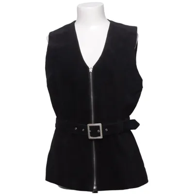 Leather vest (Black) from JP Collection Polyester, Suede