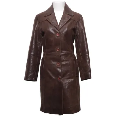 Veste longue en cuir (Marron) de Ricano Cuir