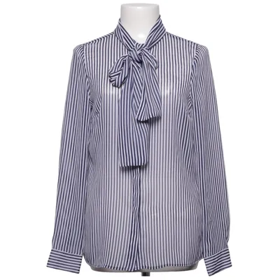 Pussy bow blouse (Blue, White) from Amy by Amy Vermont Polyester