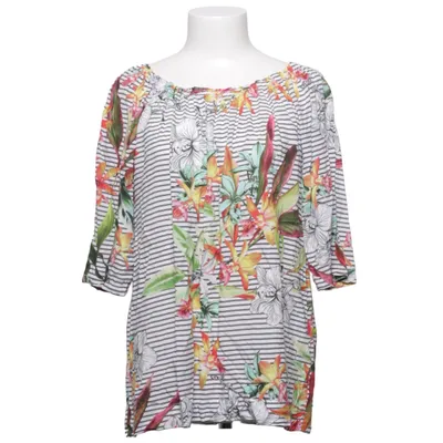 Blouse (Luftige Carmenbluse aus Viskose, Grundfarbe weiss/schwarz gestreift, weiches angenehmes Material, etwas längerer Halbarm) de SuZa Viscose