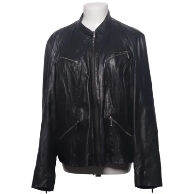 Läderjacka (Svart) från Saki Collection Bomull, Skinn, Polyester